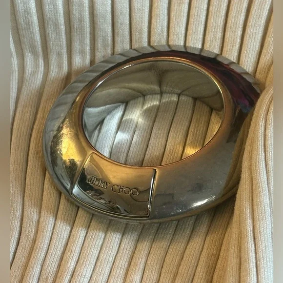 Jimmy Choo Chunky Bangle/ Bag Accessory, Silver - Picture 6 of 13